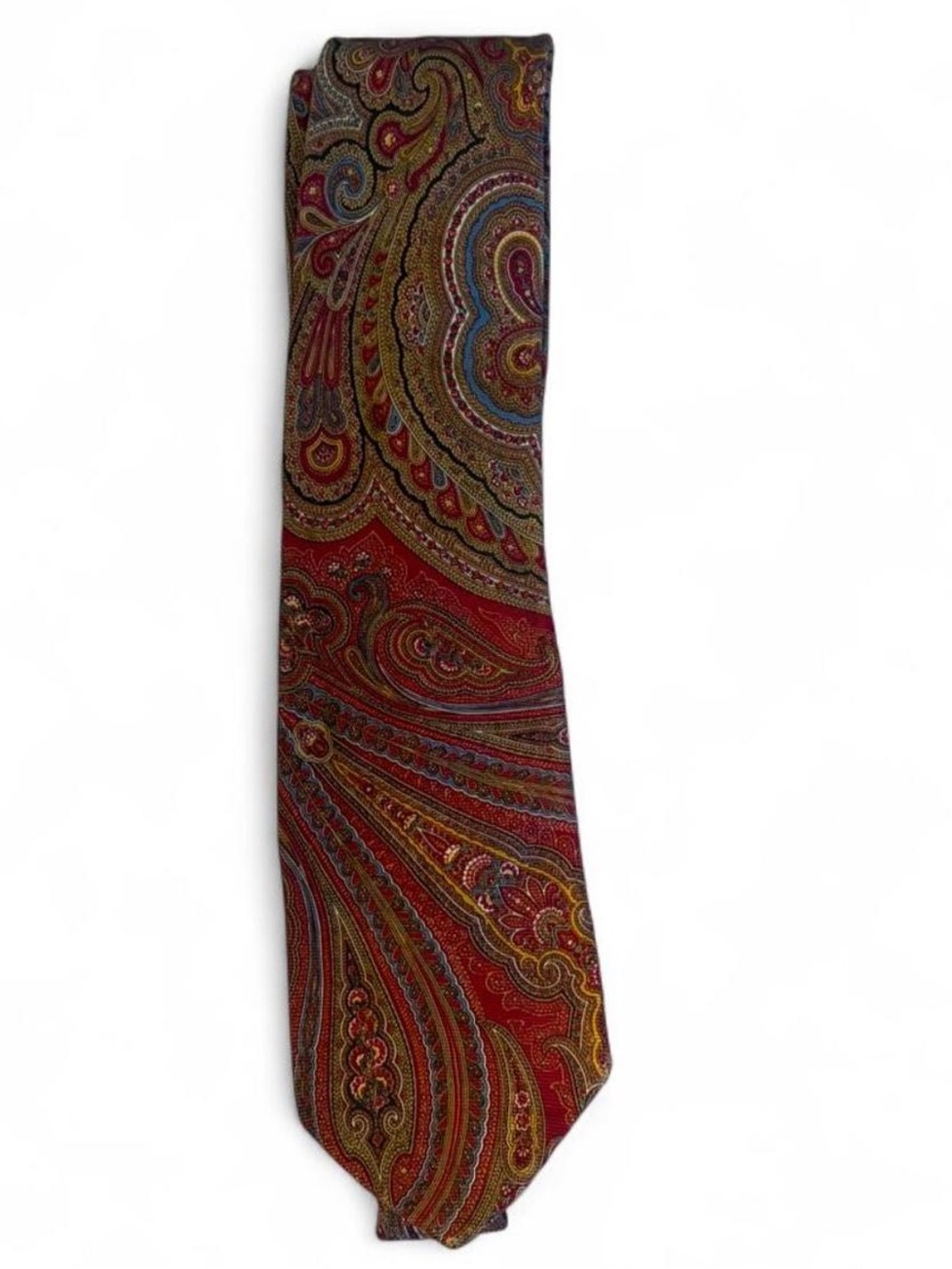 Brooks Brothers Red Paisley Silk Tie with Multicolor Accents